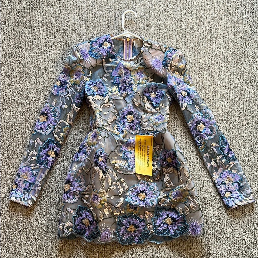 Bronx and Banco Violet Embellished Mini Dress. NWT. - Picture 3 of 6